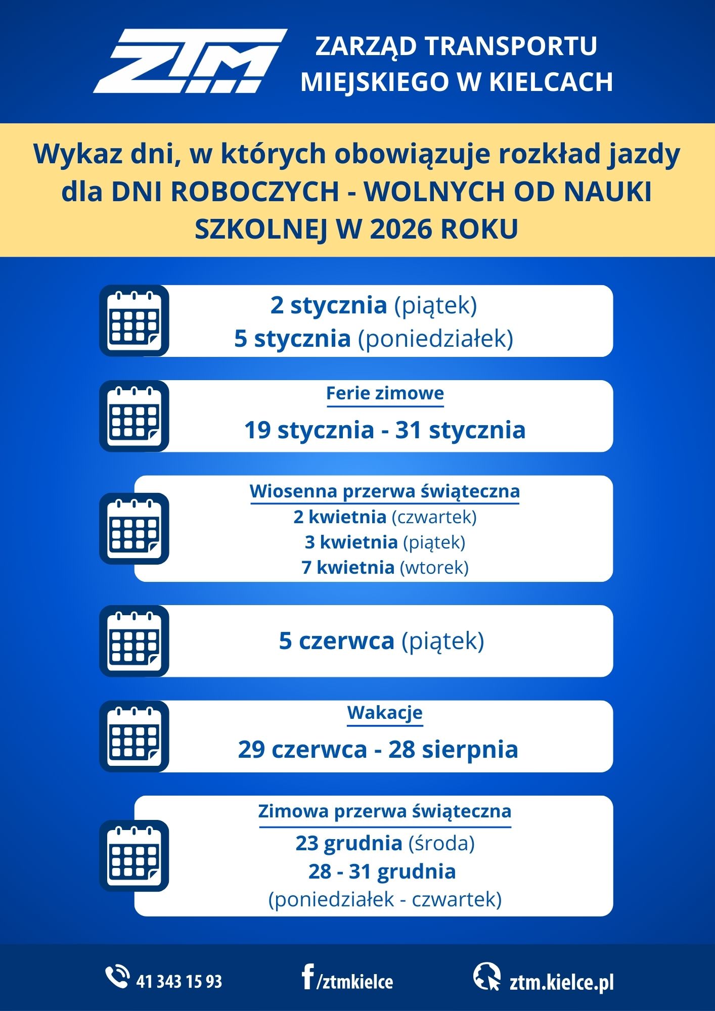 Dni wolne od nauki szkolnej plakat